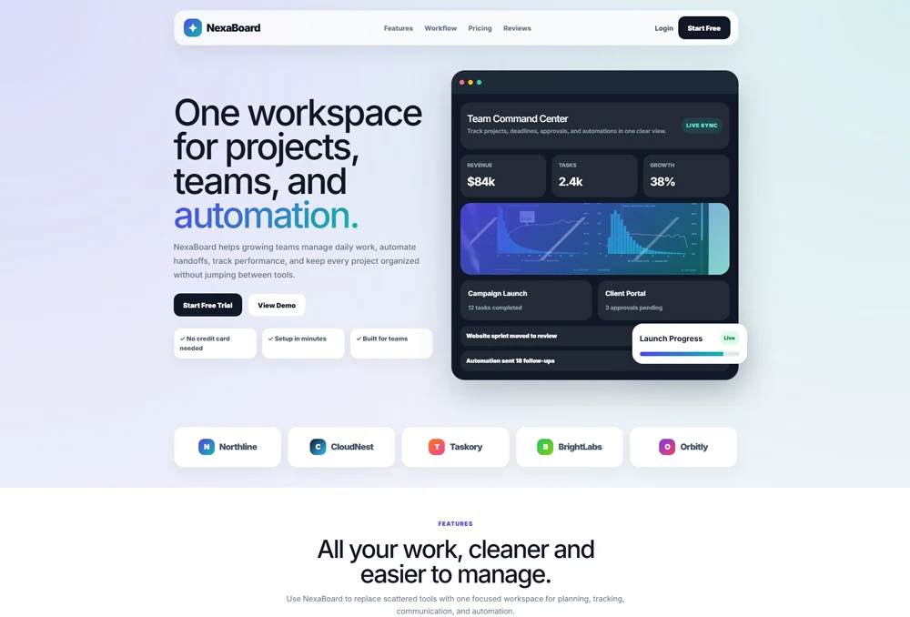 SaaS website template